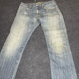 Y2K American Eagle Jeans Mens 34x32 Blue Denim Straight Leg Medium Wash Faded